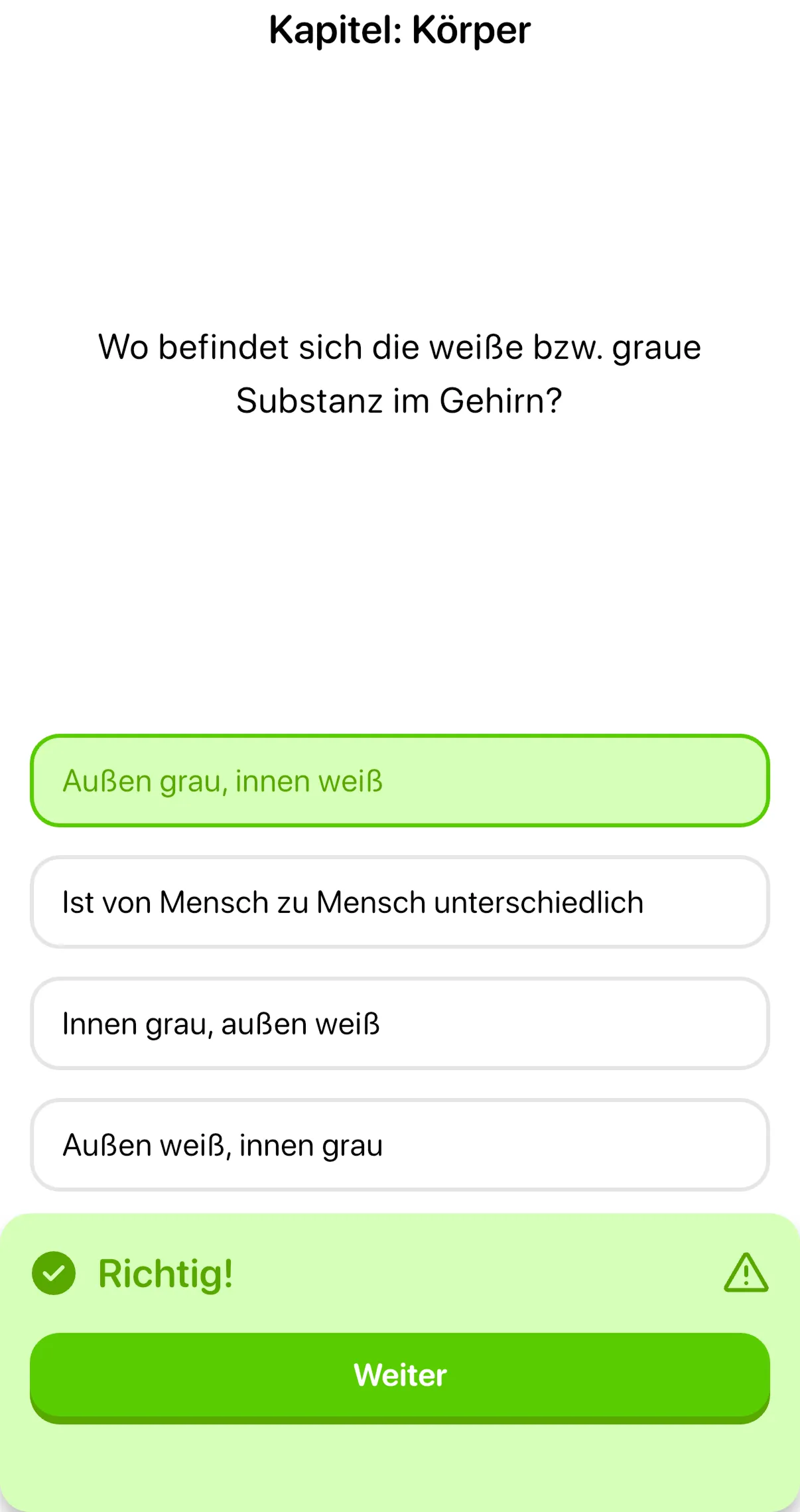 MedAT Testsimulation Interface in der MedBuddy App